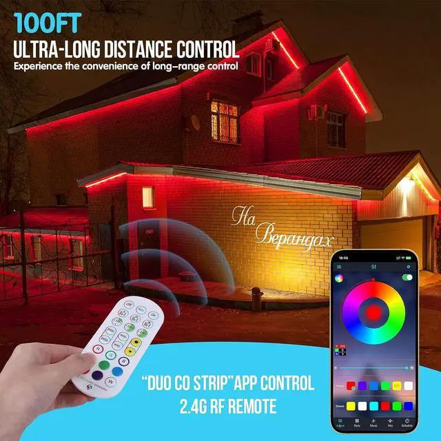 Alt view image 3 of 7 - 200ft Outdoor Led Strip Lights Waterproof IP68 with Self-Adhesive Low Voltage 24V Heavy Duty Color Changing Music Sync Wireless Remote & App Control