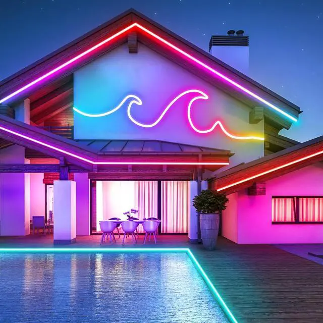Alt view image 4 of 7 - 50ft LED Neon Strip Light with Remote APP Control IP65 Waterproof Flexible neon LED Rope Lights 24V RGB neon LED Lights for Bedroom Room Outdoors Dcor