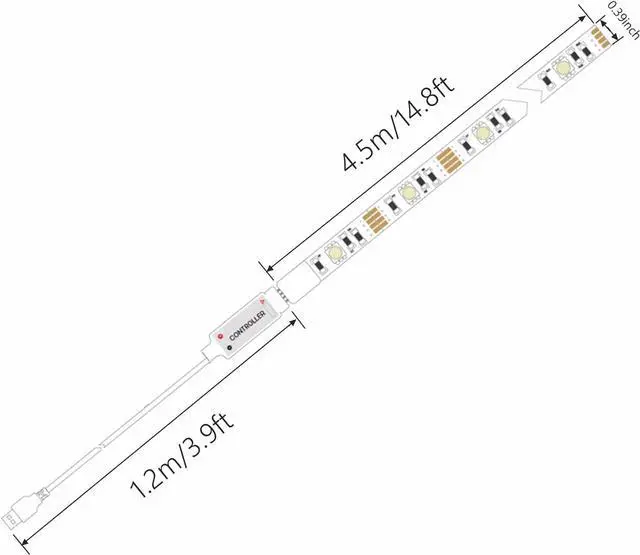 Alt view image 4 of 7 - LED Light Strip 14.8ft for TV 55-65inch USB LED Light with APP and Remote