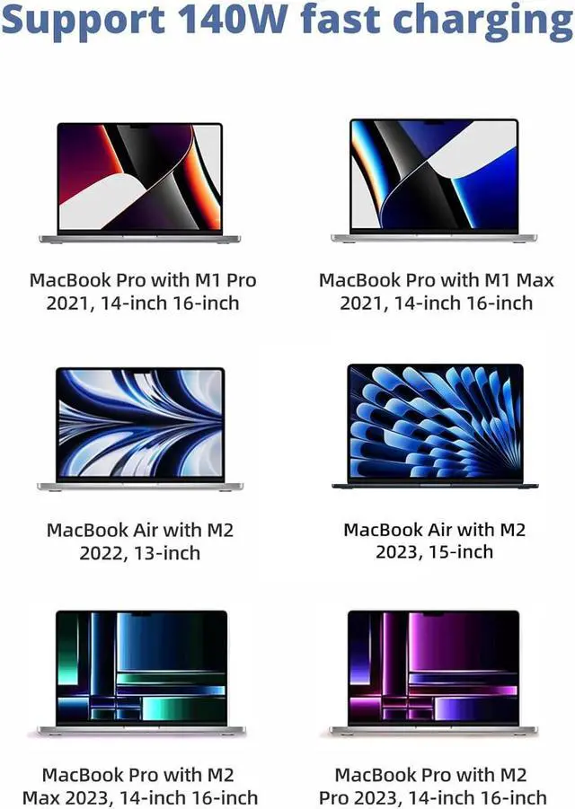 Alt view image 2 of 6 - 140W USB-C to Magnetic 3 Cable Compatible with MacBook Pro 2021 M1 Pro & Max Chip 14 16 MacBook Air 2022 2023 M2 MacBook Pro 2023 M2 Pro & Max Chip 14 16 Safe 3 Cable for MacBook - 6.6ft
