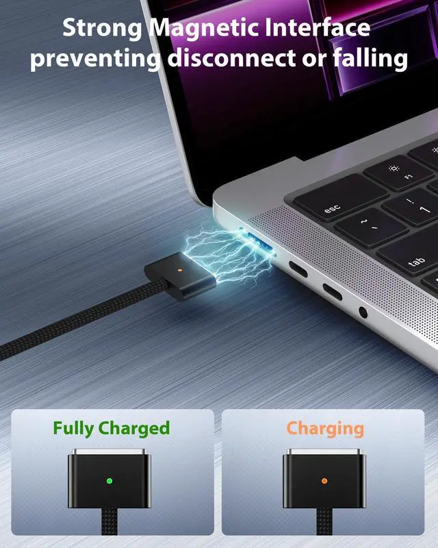Alt view image 4 of 6 - 140W USB C to Magnetic 3 Cable 5Ft Compatible with MacBook Air(13/15-inch M3 2024) MacBook Air (15-inch M2 2023) MacBook Air (13-inch M2 2022) MacBook Pro (14/16-inch M2 2023)