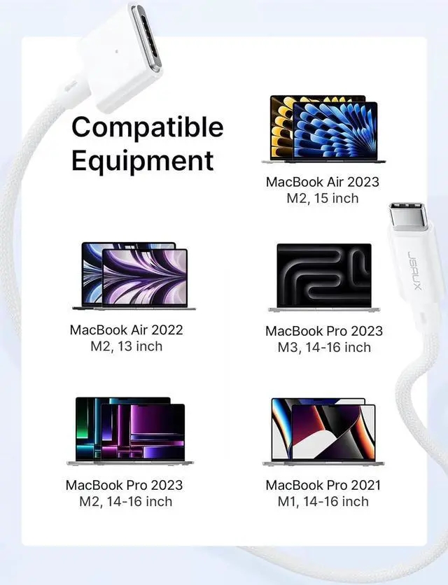 Alt view image 6 of 7 - 140W USB C to Magnetic 3 Cable 10FT Compatible with MacBook Air 2023/2022 (M2) MacBook Pro 2023 (M3 14-16 inch) MacBook Pro 2023 (M2 14-16 inch) MacBook Pro 2021 (M1 14-16 inch)