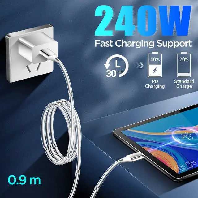 Alt view image 2 of 7 - AICase Magnetic Charging Cable, Type C to Type C (3.3 FT) Super Organized Charging Magnetic Absorption Nano Data Cable for Samsung S23/S22/S21/S20 Ultra, MacBook Pro/Air, iPad Pro 12.9 11 Air Mini