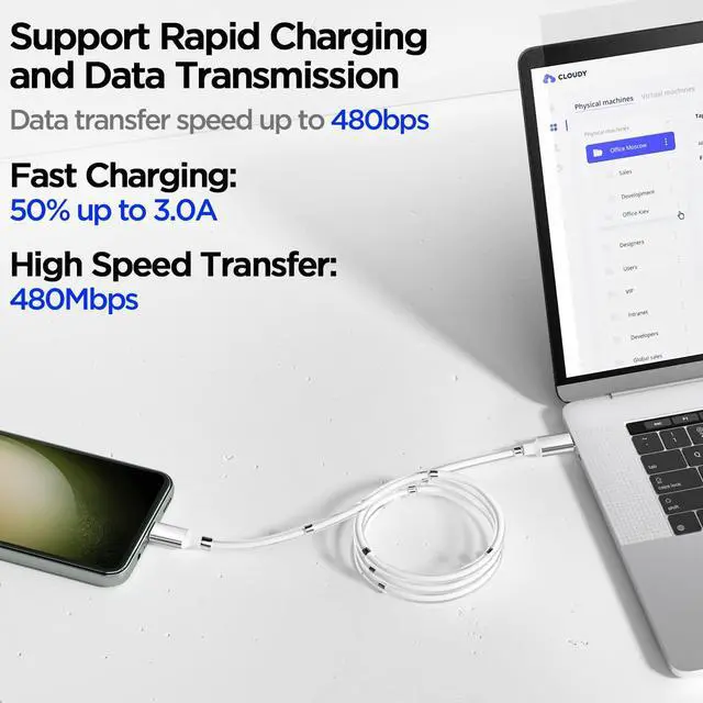 Alt view image 4 of 7 - AICase Magnetic Charging Cable, Type C to Type C (3.3 FT) Super Organized Charging Magnetic Absorption Nano Data Cable for Samsung S23/S22/S21/S20 Ultra, MacBook Pro/Air, iPad Pro 12.9 11 Air Mini