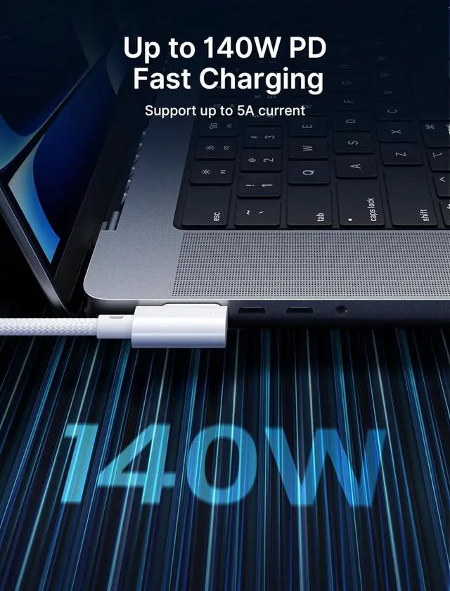 Alt view image 2 of 7 - 140W USB C to Magnetic 3 Cable 10ft Right Angle Compatible with MacBook Air/Pro 2023/2022/2021 (M3 M2 M1 14-16 Inch)