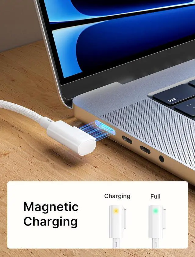 Alt view image 3 of 7 - 140W USB C to Magnetic 3 Cable 10ft Right Angle Compatible with MacBook Air/Pro 2023/2022/2021 (M3 M2 M1 14-16 Inch)