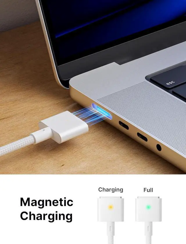 Alt view image 3 of 7 - 140W USB C to Magnetic 3 Cable 10FT Compatible with MacBook Air 2023/2022 (M2) MacBook Pro 2023 (M3 14-16 inch) MacBook Pro 2023 (M2 14-16 inch) MacBook Pro 2021 (M1 14-16 inch)