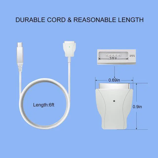 Alt view image 2 of 7 - USB C Magnetic Adater Type C to 2 T-Tip Charging Cable Cord PD 85W(Compatible with 45W 60W) Type C to Magsafe 2(After 2012 and Before 2021 Models)