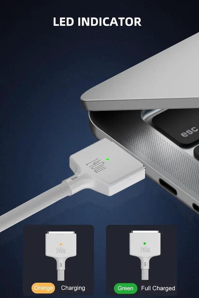 Alt view image 3 of 6 - 140W USB-C to Magnetic 3 Cable (White 2m)