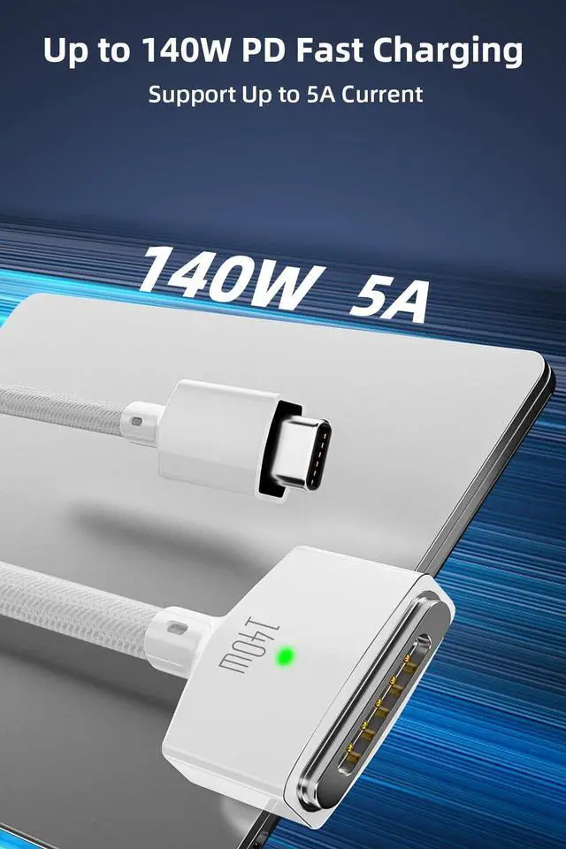 Alt view image 2 of 6 - 140W USB-C to Magnetic 3 Cable (White 2m)