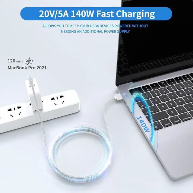 Alt view image 3 of 6 - 140W (6.6FT) USB-C to Magnetic 3 Cable for M4 MacBook Air Pro Charger Magnetic Safe 3 Cable for MacBook Air (15/13 M4 2025 M3 2024 M2 2023 M2 2022) Pro (16/14 2024/2023/2021) White