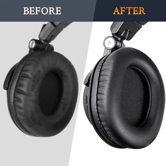 Alt view image 4 of 7 - Earpads Replacement for Audio Technica ATH M50X M50XBT M50RD M40X M30X M20X MSR7 SX1 Monitor Headphones Ear Pads Cushions with Softer Protein Leather High-Density Foam - Black
