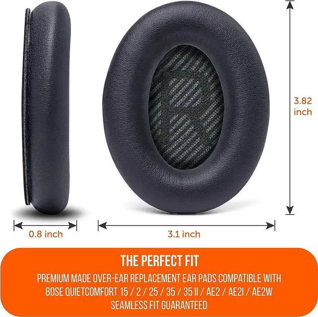 Alt view image 5 of 7 - Wicked Cushions Upgraded Replacement Ear Pads for  QC35 & QC35ii (QuietComfort 35) Headphones & More - Softer Leather Luxurious Memory Foam Added Thickness Extra Durability | Black