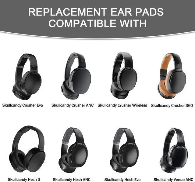 Alt view image 2 of 7 - Replacement Ear Pads for Skullcandy Crusher Wireless/Evo/ANC Hesh 3/EVO/ANC Headphones Earpad Cushions Headset Ear Covers Also Fit Skullcandy Venue Wireless Headphones