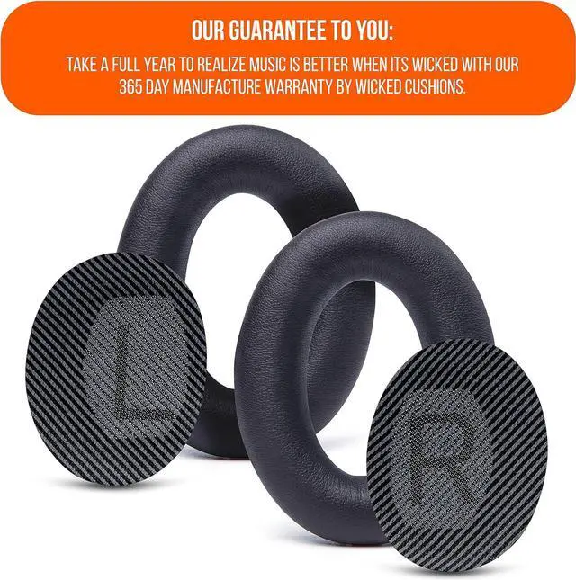 Alt view image 6 of 7 - Wicked Cushions Upgraded Replacement Ear Pads for  QC35 & QC35ii (QuietComfort 35) Headphones & More - Softer Leather Luxurious Memory Foam Added Thickness Extra Durability | Black