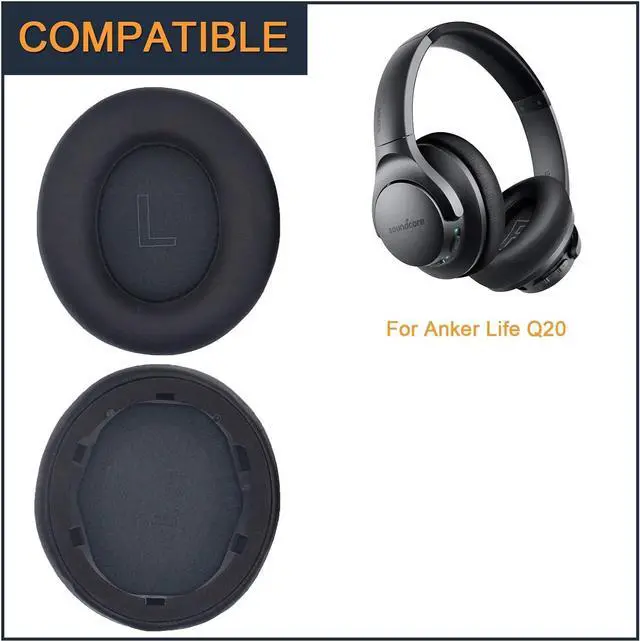 Alt view image 3 of 5 - Earpads for Anker Soundcore Life Q20 q20bt Replacement Ear Cushion Pads with Protein Leather and Memory Foam for Replacement Ear Cushion Pads for Soundcore Q20 & q20bt