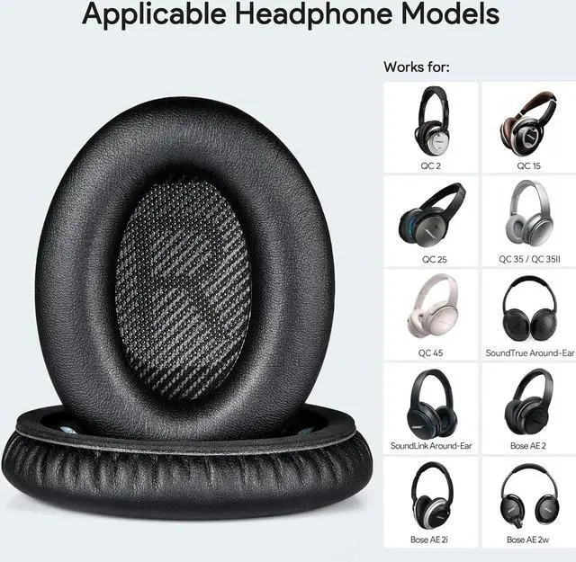 Alt view image 2 of 7 - Replacement Earpads Headphone for  Quietcomfort 35 QC25 QC15 Ae2 SoundLink Memory Foam Soft Soundtrue Earpads Cushions for  Headphones Comfortable Thickness