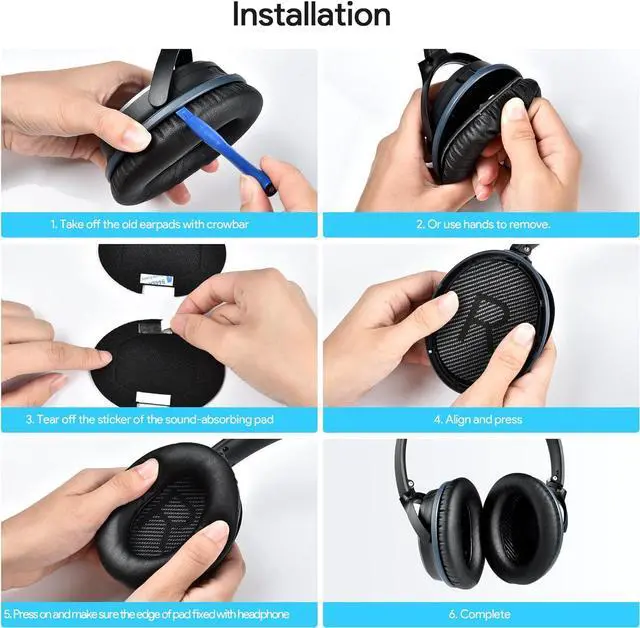 Alt view image 4 of 7 - Replacement Earpads Headphone for  Quietcomfort 35 QC25 QC15 Ae2 SoundLink Memory Foam Soft Soundtrue Earpads Cushions for  Headphones Comfortable Thickness