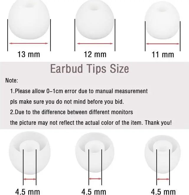 Alt view image 3 of 7 - 18 Pairs Silicone Ear Tips Replacement Earbud Tips for in- Ear Headphones Ear Covers (Inner Hole from 3.8mm-5.5mm Earphones) Earbud Replacement Tips Ear Bud Rubber Tips S M L