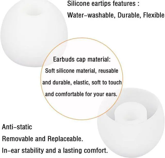 Alt view image 5 of 7 - 18 Pairs Silicone Ear Tips Replacement Earbud Tips for in- Ear Headphones Ear Covers (Inner Hole from 3.8mm-5.5mm Earphones) Earbud Replacement Tips Ear Bud Rubber Tips S M L