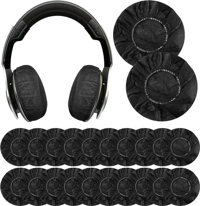 Main image of 100Pcs Black Non-Woven Sanitary Headphone Ear Cover Disposable Super Stretch Covers Washable for Most On Ear Headphones Earpads (11 cm/ 4.33 Inch)