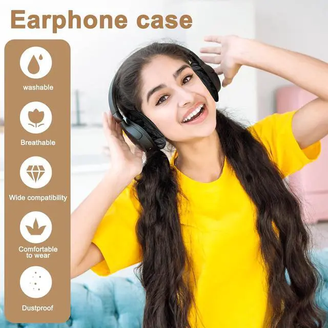 Alt view image 2 of 7 - 100Pcs Black Non-Woven Sanitary Headphone Ear Cover Disposable Super Stretch Covers Washable for Most On Ear Headphones Earpads (11 cm/ 4.33 Inch)