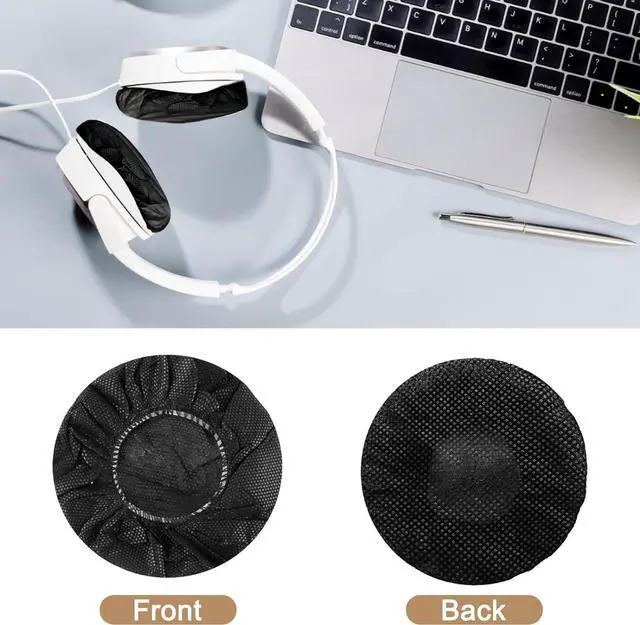 Alt view image 4 of 7 - 100Pcs Black Non-Woven Sanitary Headphone Ear Cover Disposable Super Stretch Covers Washable for Most On Ear Headphones Earpads (11 cm/ 4.33 Inch)