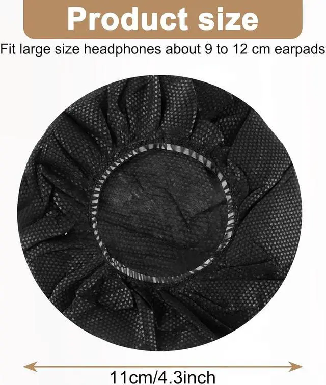 Alt view image 5 of 7 - 100Pcs Black Non-Woven Sanitary Headphone Ear Cover Disposable Super Stretch Covers Washable for Most On Ear Headphones Earpads (11 cm/ 4.33 Inch)