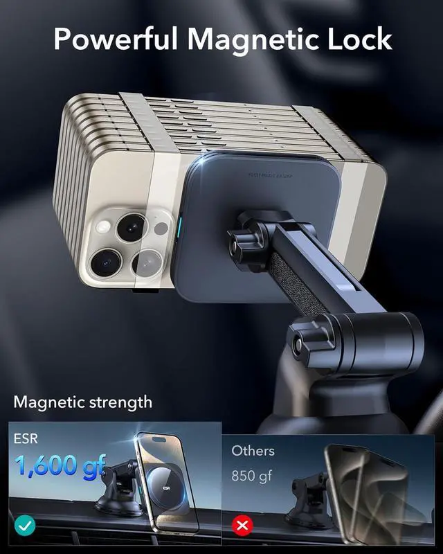 Alt view image 5 of 7 - ESR for MagSafe Car Mount Charger, for MagSafe Car Charger, Dashboard/Windshield Magnetic Wireless Car Charger, 360° Rotation, Magnetic Car Phone Holder Mount for iPhone 15/14/13/12, Fast Charging