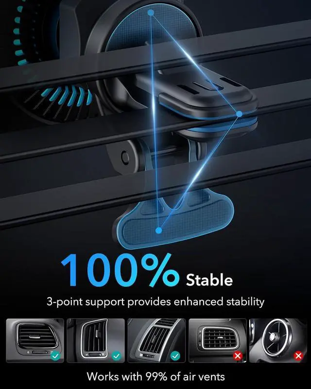 Alt view image 6 of 7 - ESR for MagSafe Car Mount Charger with CryoBoost, Phone Cooling MagSafe Car Charger, Magnetic Wireless Car Charging, Air Vent/Dashboard Car Phone Holder for iPhone 17/16/15/14/13/12,S25, Fast Charging