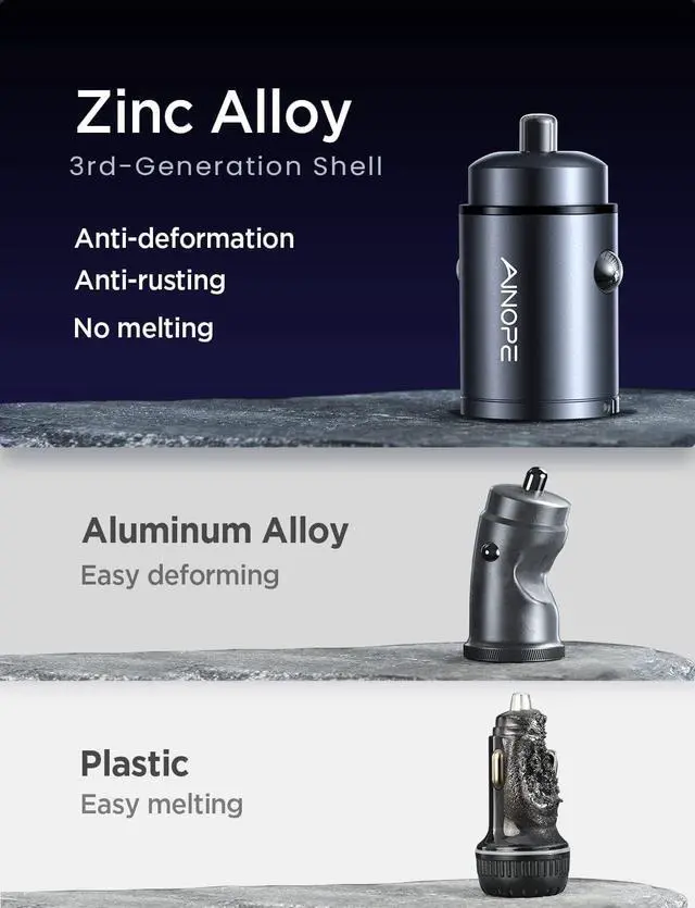 Alt view image 7 of 7 - AINOPE 90W USB C Car Charger Fast Charging,[Smallest Metal] Car Charger USB C PD45W+QC3.0 Dual Port Cigarette Lighter USB C Charger Car Charger for iPhone 16 Pro Max Plus 15 14 13 iPad Samsung, Black