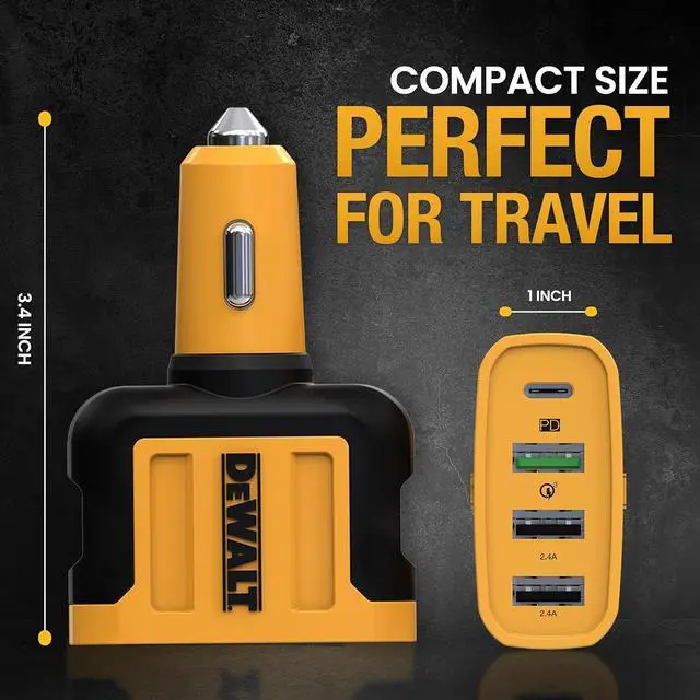 Alt view image 7 of 7 - Heavy Duty 4 Port USB C Car Charger Multiport Fast 60W USB Cigarette Lighter Adapter PD Type C Multi Car Phone Charger Cell Phone Automobile Chargers Compatible iPhone 17/16/15