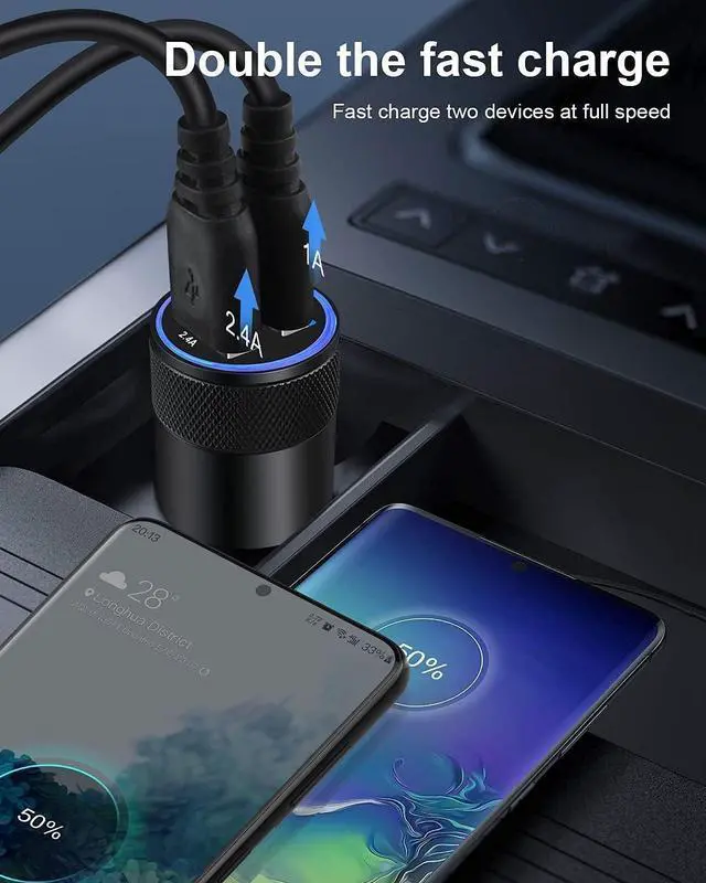 Alt view image 6 of 7 - [5pcs] Car Charger Adapter USB Multi Port Cigarette Lighter Fast Charging Power Block plug for iPhone 16 15 14 13 Pro Max  Galaxy S24 Ultra S8 LG Moto 3.4A Dual Cargador Carro for Car