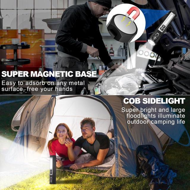 Alt view image 3 of 7 - LED Rechargeable Magnetic Flashlights 20000 High Lumens - Super Bright Long Beam Pocket Powerful Flashlight 8 Modes with COB Work Light, Dual Button Tactical Small Flashlight for Camping Emergency