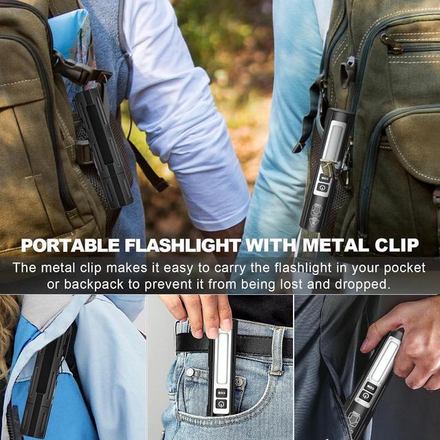 Alt view image 7 of 7 - LED Rechargeable Magnetic Flashlights 20000 High Lumens - Super Bright Long Beam Pocket Powerful Flashlight 8 Modes with COB Work Light, Dual Button Tactical Small Flashlight for Camping Emergency