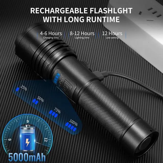 Alt view image 3 of 7 - Flashlights High Lumens Rechargeable 990 000 Lumens Super Bright Led Flashlight 7 Modes Brightest Powerful Flash Light With COB Light IPX6 Waterproof Handheld Flashlights for Camping Home