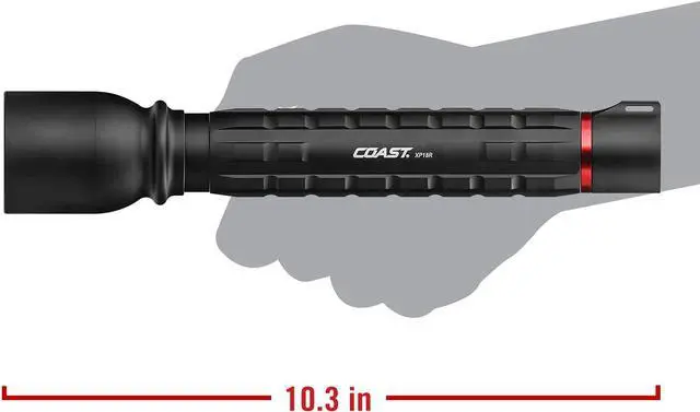 Alt view image 6 of 7 - Coast XP18R 3650 Lumen USB-C Rechargeable-Dual Power LED Flashlight with Pure Beam Slide Focus and Top Grade Aluminum Build,Black, 30323