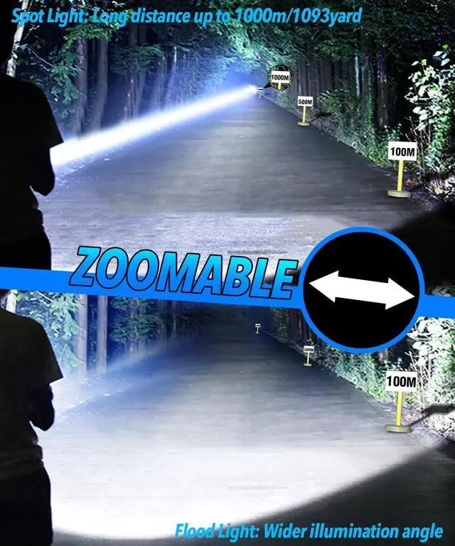 Alt view image 5 of 7 - Flashlights High Lumens Rechargeable USB C Flash Light Super Bright LED Flashlight with 100 000 Lumens Long Beam 3280Ft IPX5 Waterproof Tactical Flashlight Powerful for Emergency Camping