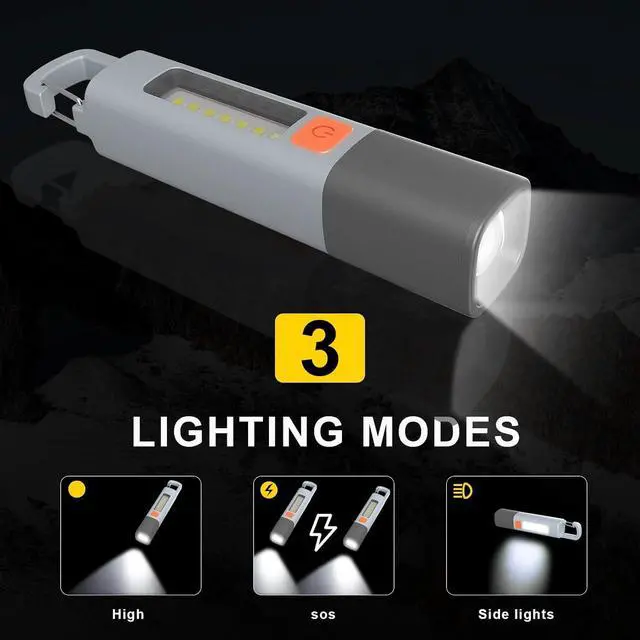Alt view image 2 of 7 - LED Rechargeable Flashlight 100000 High Lumens Zoomable USB Rechargeable Flashlight 3 Modes with COB Work Light Small Flashlight for Camping Emergency Flashlight 2 Pack