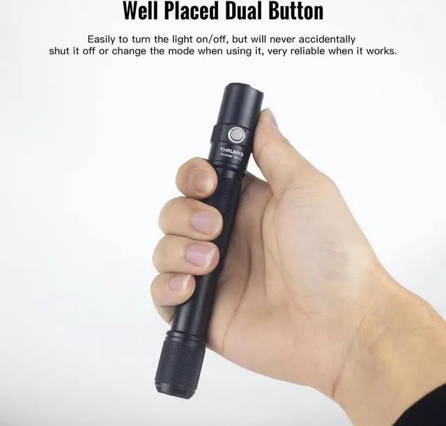 Alt view image 5 of 7 - ThruNite Archer 2A C LED Rechargeable Flashlight, High 1000 Lumens AA Flashlight with Lanyard, IPX8 Waterproof Dual Switch Small Outdoor Light for Hiking, Camping, Everyday Use, EDC - CW