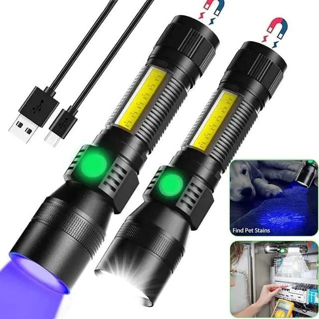 Main image of Black Light UV Flashlight Rechargeable 3in1 Super Bright Tactical Flashlights LED UV Black Light &Redlight 2000Lumen 7Modes Zoomable Waterproof Pocket Flashlight for Pet Stains Detection Camping
