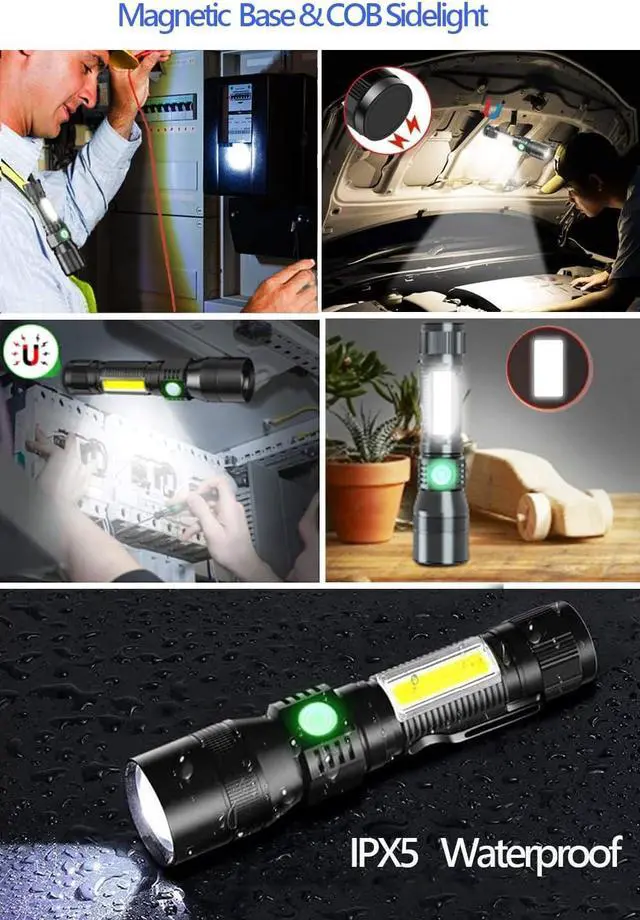 Alt view image 4 of 7 - Black Light UV Flashlight Rechargeable 3in1 Super Bright Tactical Flashlights LED UV Black Light &Redlight 2000Lumen 7Modes Zoomable Waterproof Pocket Flashlight for Pet Stains Detection Camping