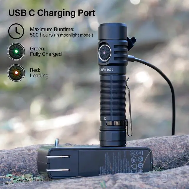Alt view image 5 of 7 - SC29 Led Flashlight Rechargeable 3000 Lumen Small Powerful Flashlight with USB C Handle Pocket Flashlight Long Battery Life IP68 Waterproof for Emergencies Dog Walking