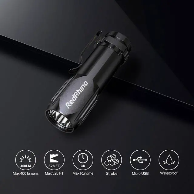 Alt view image 2 of 6 - Small LED Flashlight 4 Pack Rechargeable EDC Compact Pocket Lights 400 Lumens Mini Flash Light with Clip Bright Little Flashlights for Home Emergency Camping Outdoor 4B