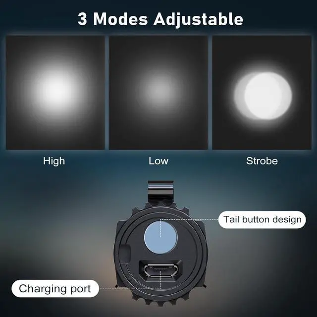 Alt view image 4 of 6 - Small LED Flashlight 4 Pack Rechargeable EDC Compact Pocket Lights 400 Lumens Mini Flash Light with Clip Bright Little Flashlights for Home Emergency Camping Outdoor 4B