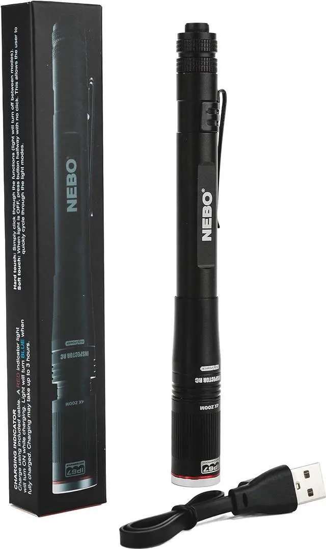 Main image of INSPECTOR RC Pen Light | 360 Lumens 3 Light Modes Rechargeable & AAA Battery Powered LED Flashlight Waterproof Compact & Durable Pocket Clip for EDC Includes USB Charging Cable