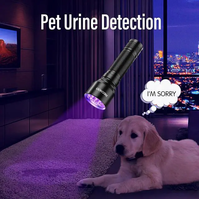Alt view image 3 of 7 - UV Flashlight Black Light 21 LED 395nm Ultraviolet Rechargeable Flashlights UV Light Waterproof Portable BlackLight Flashlights for Pet Urine Detection Dry Stains Bed Bug Fluorescent Agent