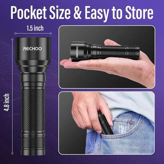 Alt view image 6 of 7 - UV Flashlight Black Light 21 LED 395nm Ultraviolet Rechargeable Flashlights UV Light Waterproof Portable BlackLight Flashlights for Pet Urine Detection Dry Stains Bed Bug Fluorescent Agent