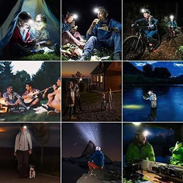 Alt view image 7 of 7 - Headlamp Rechargeable 1200 Lumen Super Bright LED Head Lamp Waterproof Outdoors Headlamp Flashlight Adjustable headlamps for Adults and Kids Cycling Running Fishing Hiking2pcs