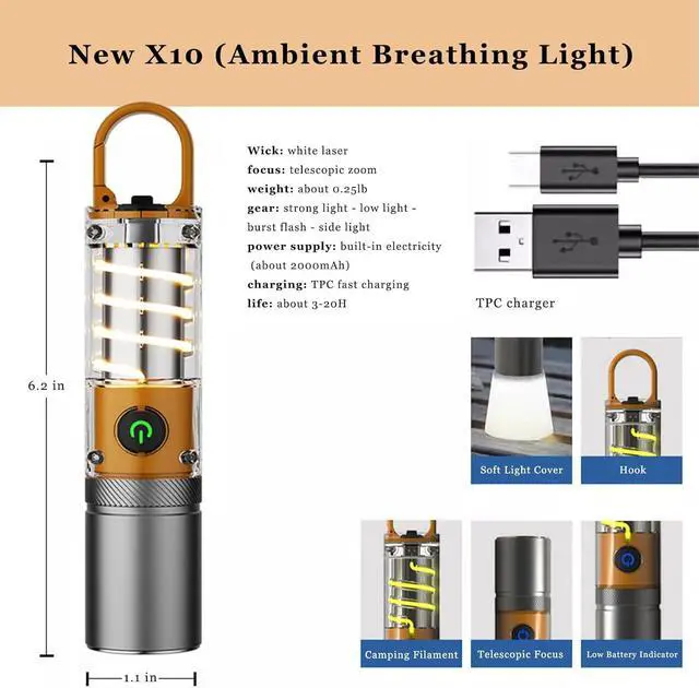 Alt view image 2 of 6 - High Power Flashlights 100000 High Lumen Rechargeable LED Flashlights 6 Modes Waterproof and Powerful Flashlights Suitable for Family Camping and Hiking